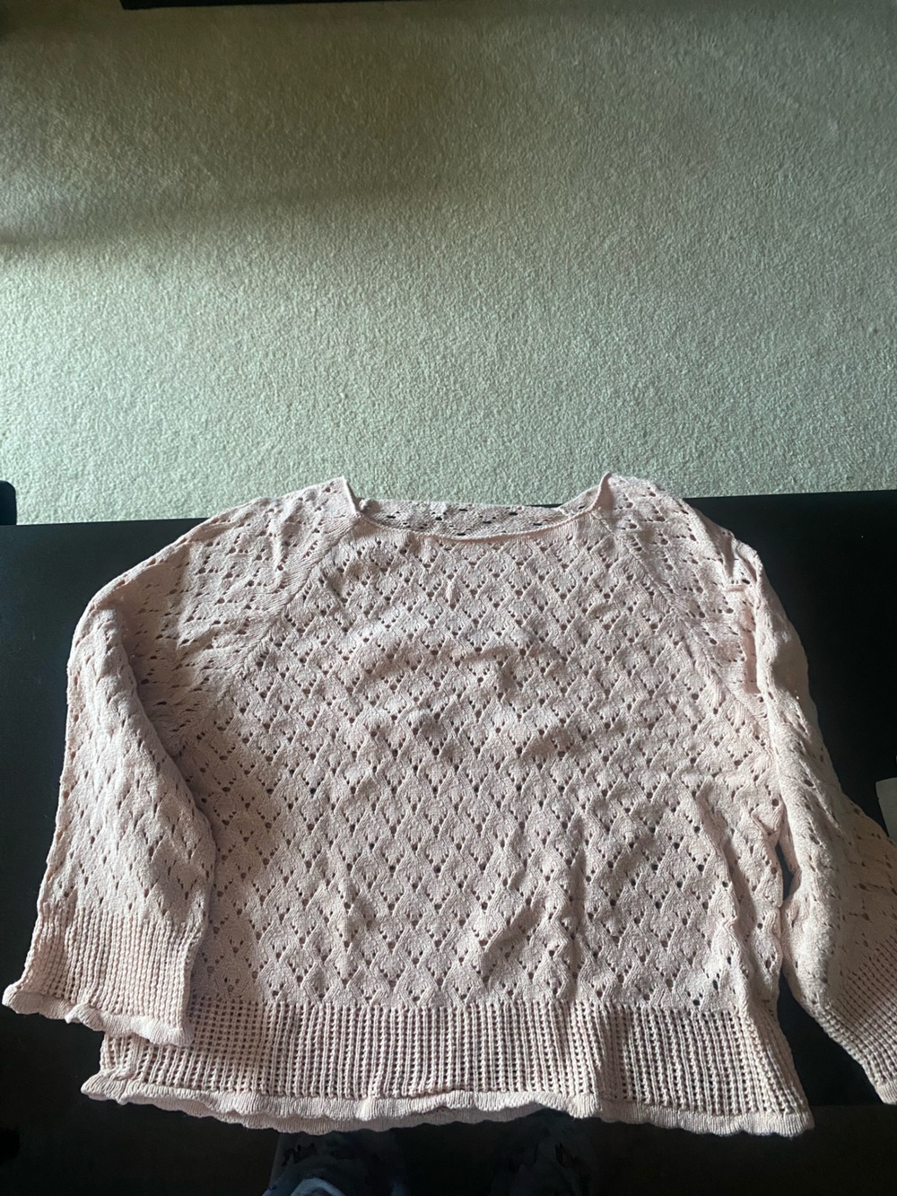 Light Pink Openwork Knit Sweater - Women